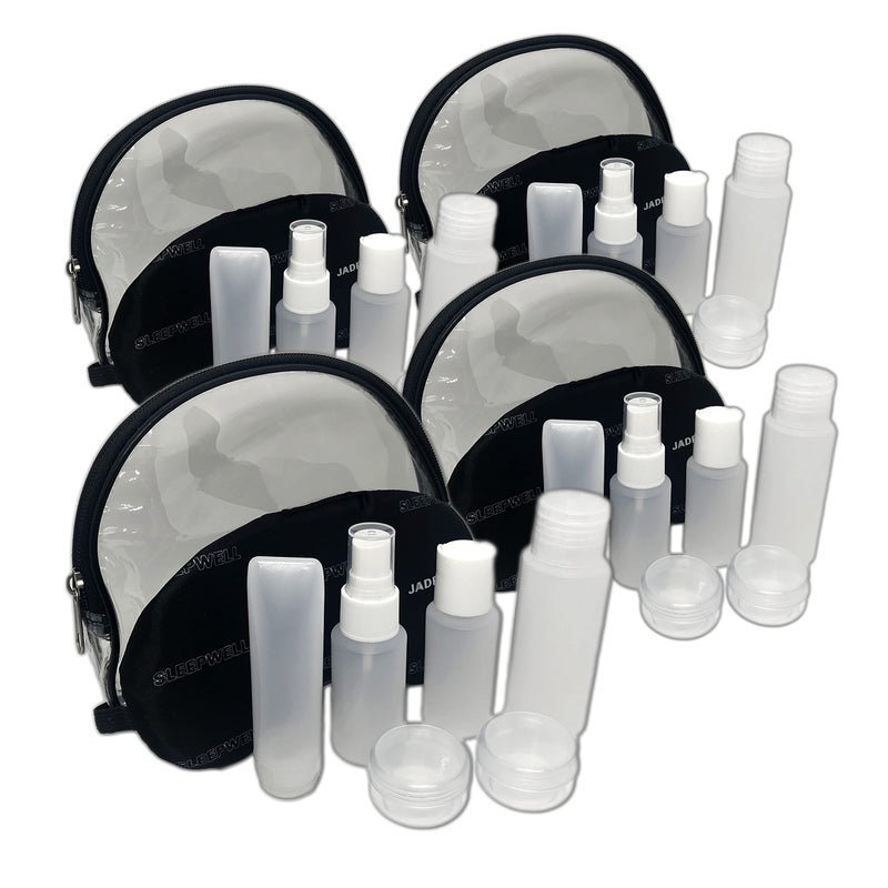 JADEWELL 4 Pack Travel Bottles Set with Zipper Bag and Eyeshade TSA Approved Containers for Toiletries Shampoo Conditioner Lotion Body Wash Liquid Leak-Proof BPA Free Carry-on for Airplane - Image 1